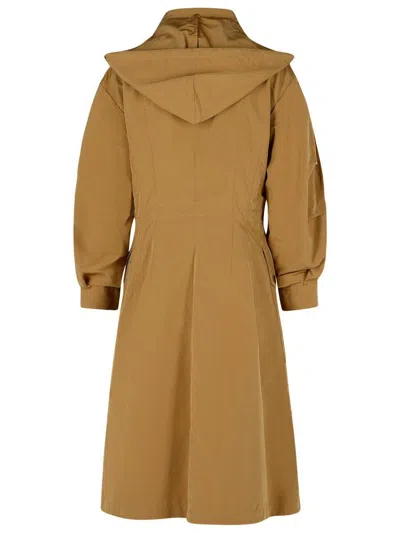 Moncler Drawstring Parka With Epaulettes And Hood In Brown