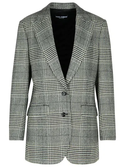 Dolce & Gabbana Grey Single-breasted Jacket With Peak Revers In Wool And Cashmere Woman In Grey