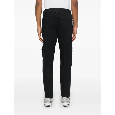 Stone Island Compass-patch Cargo Trousers In Black