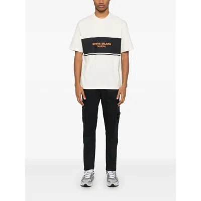 Stone Island Compass-patch Cargo Trousers In Black