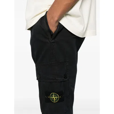 Stone Island Compass-patch Cargo Trousers In Black