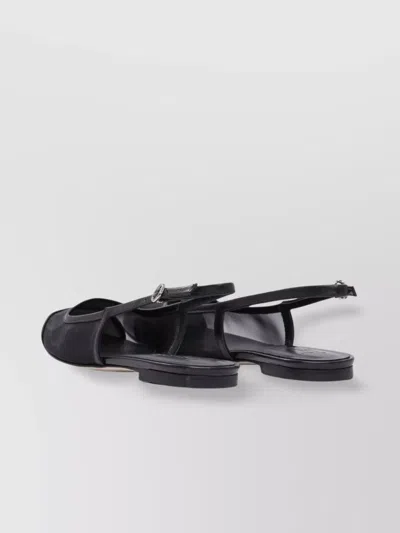 Aeyde Pointed Toe Flat Sole Sandals With Mesh Panels In Black