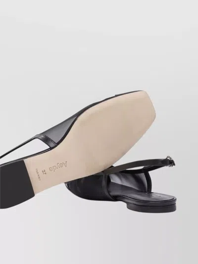 Aeyde Pointed Toe Flat Sole Sandals With Mesh Panels In Black