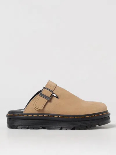 Dr. Martens Beige Zebzag Suede Casual Slingback Platform Mules In Brown