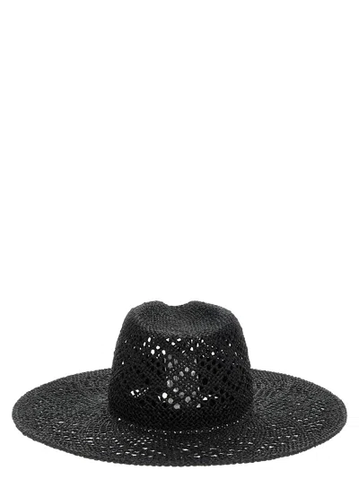 Ruslan Baginskiy Woven Raffia Fedora Hat In Black