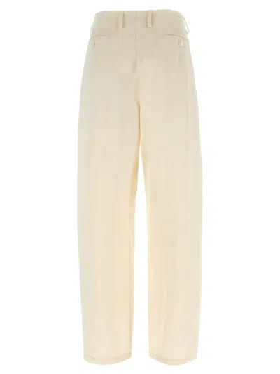Magda Butrym Pleated Trousers With Belt Loops And Back Pocket In Neutral