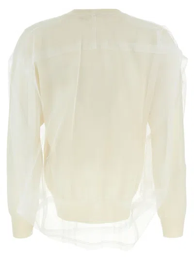 Comme Des Garçons Sheer Overlay Mesh Pullover In White