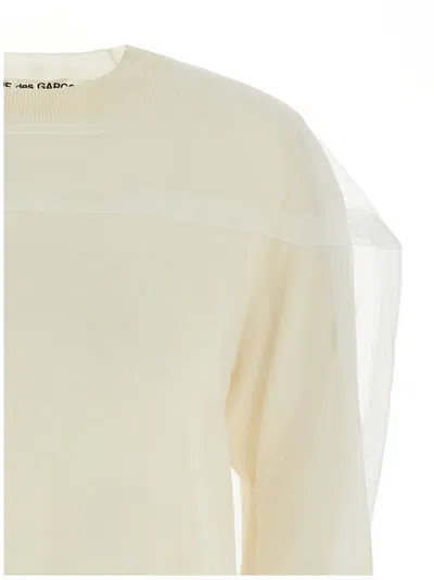 Comme Des Garçons Sheer Overlay Mesh Pullover In White