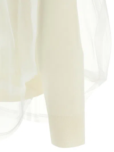 Comme Des Garçons Sheer Overlay Mesh Pullover In White