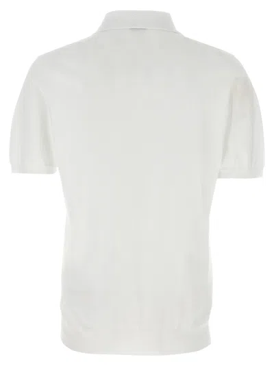 Kiton Textured Polo Shirt With Collar And Short Sleeves In White