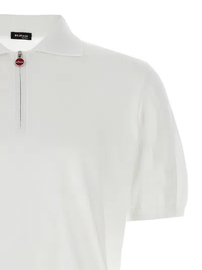 Kiton Textured Polo Shirt With Collar And Short Sleeves In White