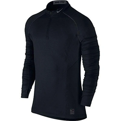 Nike Men's Pro Hyperwarm Dri-fit Max Fitted 1/4-zip Mock L/s Shirt In Black/dk Grey/dk Grey