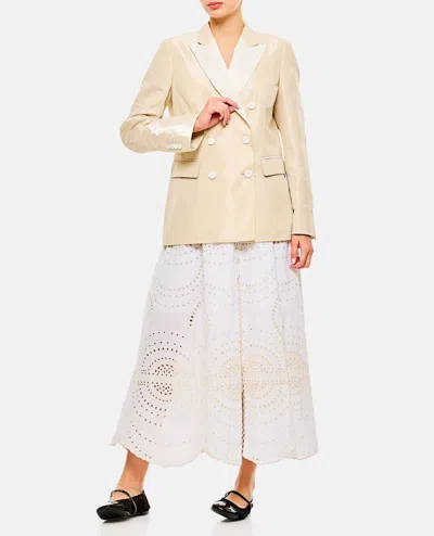 Alberto Biani Beige Double-breasted Jacket With Flap Pockets And Shiny Finish In Neutral