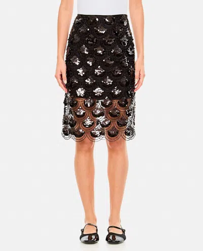Rotate Birger Christensen Black Midi Skirt Made Of Polyester. In Black