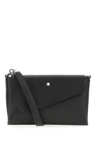 Montblanc Leather Crossbody Bag Detachable Strap In Black