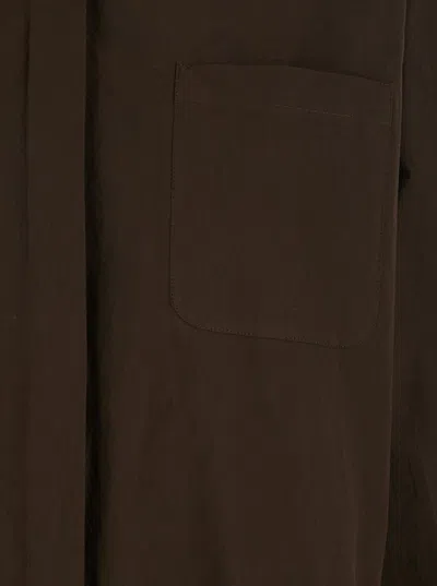 Pt Torino Brown Shirt With Classic Collar And Patch Pocket On The Chest In Cotton Woman In Brown