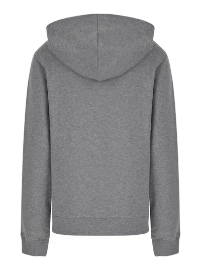 Apc A.p.c. Grey Hoodie With Tonal Logo Embroidery In Jersey In Grey