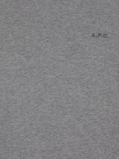 Apc A.p.c. Grey Hoodie With Tonal Logo Embroidery In Jersey In Grey
