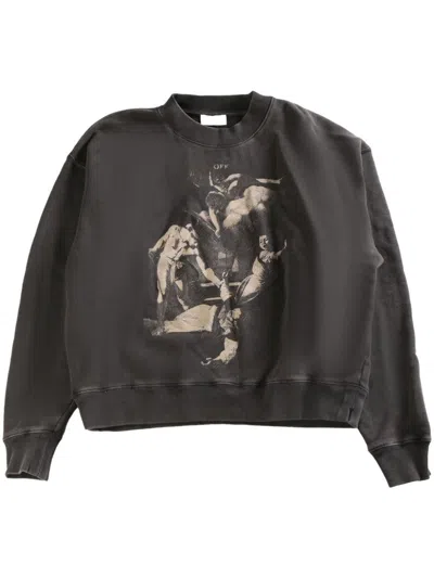Off-white Off White Printed Cotton Sweatshirt In Black