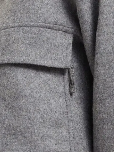 Brunello Cucinelli Virgin Wool Cropped Shirt Jacket In Grey