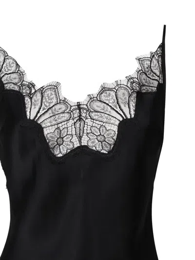 Coperni Denim Asymmetrical Flower Mini Dress In Black