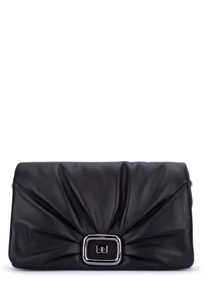 Roger Vivier 'large Viv' Choc Shoulder Bag In Black