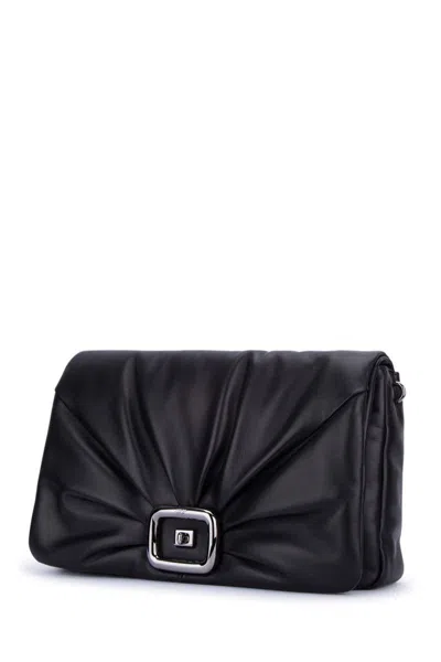 Roger Vivier 'large Viv' Choc Shoulder Bag In Black
