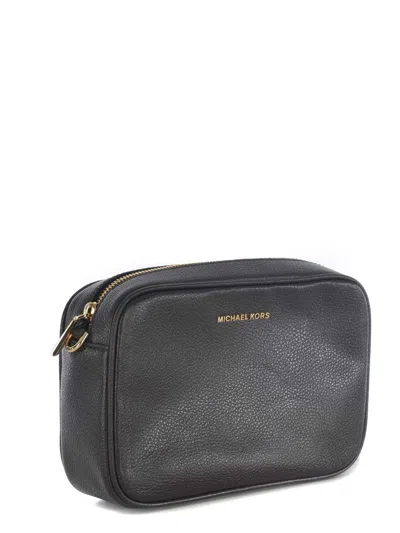 Michael Kors Jet Set Shoulder Bag In Black Leather In Brown