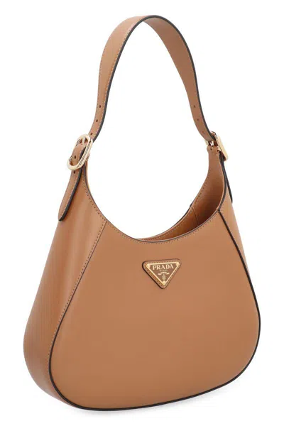 Prada Elegant Saddle Brown Leather Mini Shoulder Bag In Brown