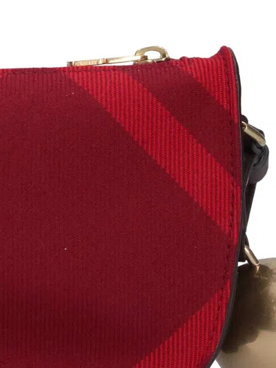 Burberry Mini Shield Check-pattern Shoulder Bag In Red