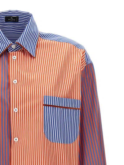 Etro Oversized Striped Cotton Poplin Patchwork-style Shirt In Multicolor