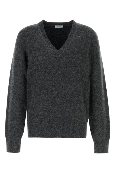 Ferragamo Charcoal Stretch Alpaca Blend Sweater In Grey