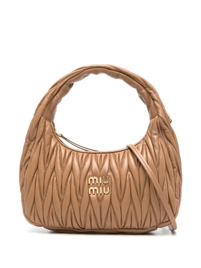 Miu Miu Light Brown Wander Shoulder Bag In Brown