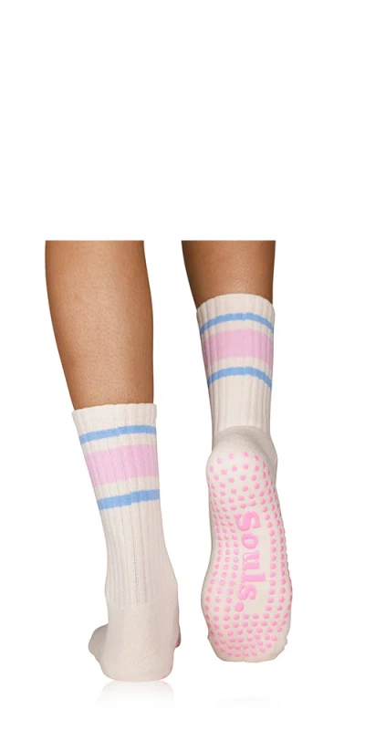 Souls. Pink Retro Grip Socks