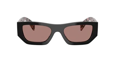 Prada Light Brown Rectangular Ladies Sunglasses Pr A01s 13p60b 53 In Light Brown