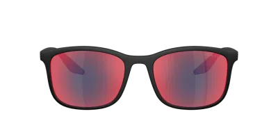 Prada Linea Rossa Pra08s Rectangular Sunglasses In Dark Grey Mirror Blue,red