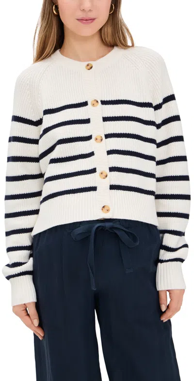 Hatch The Mini Cocoon Marlow Cardigan Ivory/navy Stripe In Ivory/navy Stripe