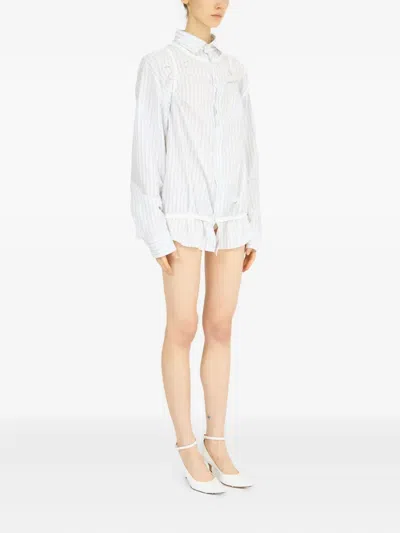Maison Margiela Striped Long-sleeved Shirt Buttoned Cuffs In White