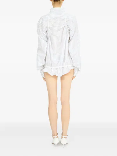 Maison Margiela Striped Long-sleeved Shirt Buttoned Cuffs In White