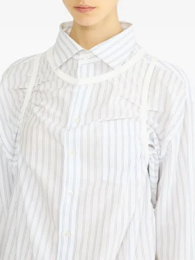Maison Margiela Striped Long-sleeved Shirt Buttoned Cuffs In White