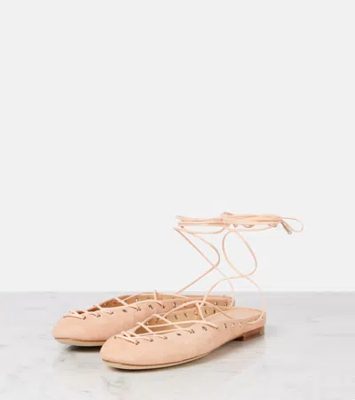 Chloé 10mm Ghillies Leather Flats In Pink