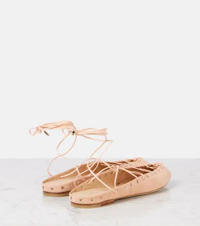 Chloé 10mm Ghillies Leather Flats In Pink