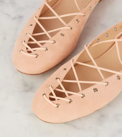 Chloé 10mm Ghillies Leather Flats In Pink