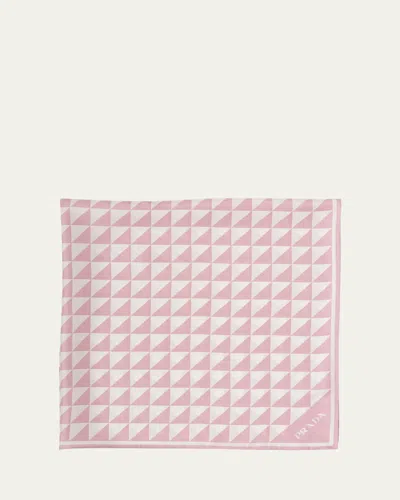 Prada Triangle Logo Silk Scarf In F0v4c Alabastro Bianco