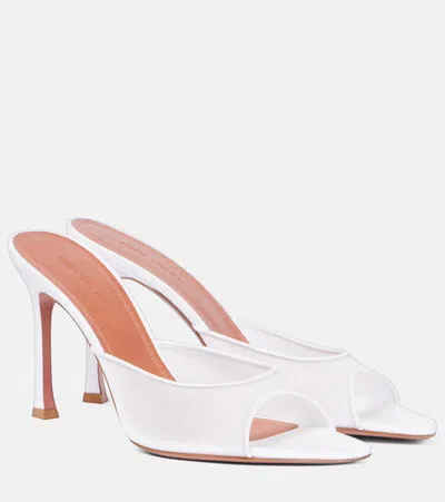 Amina Muaddi White Alexa Mesh Slipper 95 Heeled Sandals In Mesh White