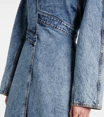 Alaïa Spiral Denim Trench In Bleu Neige