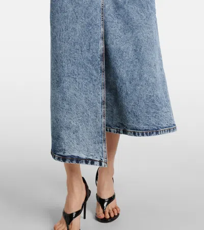 Alaïa Spiral Denim Trench In Bleu Neige