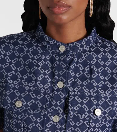 Givenchy Monogram 72 Jacquard Denim Mini Shirtdress In Blue