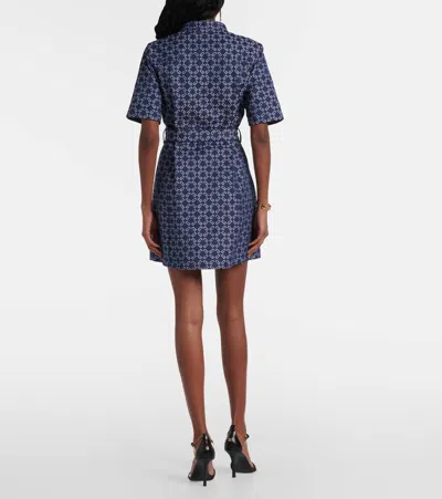Givenchy Monogram 72 Jacquard Denim Mini Shirtdress In Blue