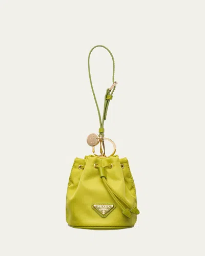 Prada Re-edition 1978 Re-nylon Keychain Pouch In Green